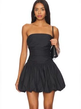 NWTs Lovers + Friends Abigail Black Bubble Strapless Mini Dress Size XL